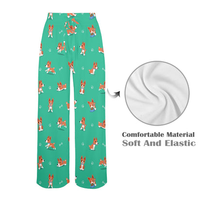 Basenji Pattern Print Design 02 Women's Wide Leg Lounge Pants