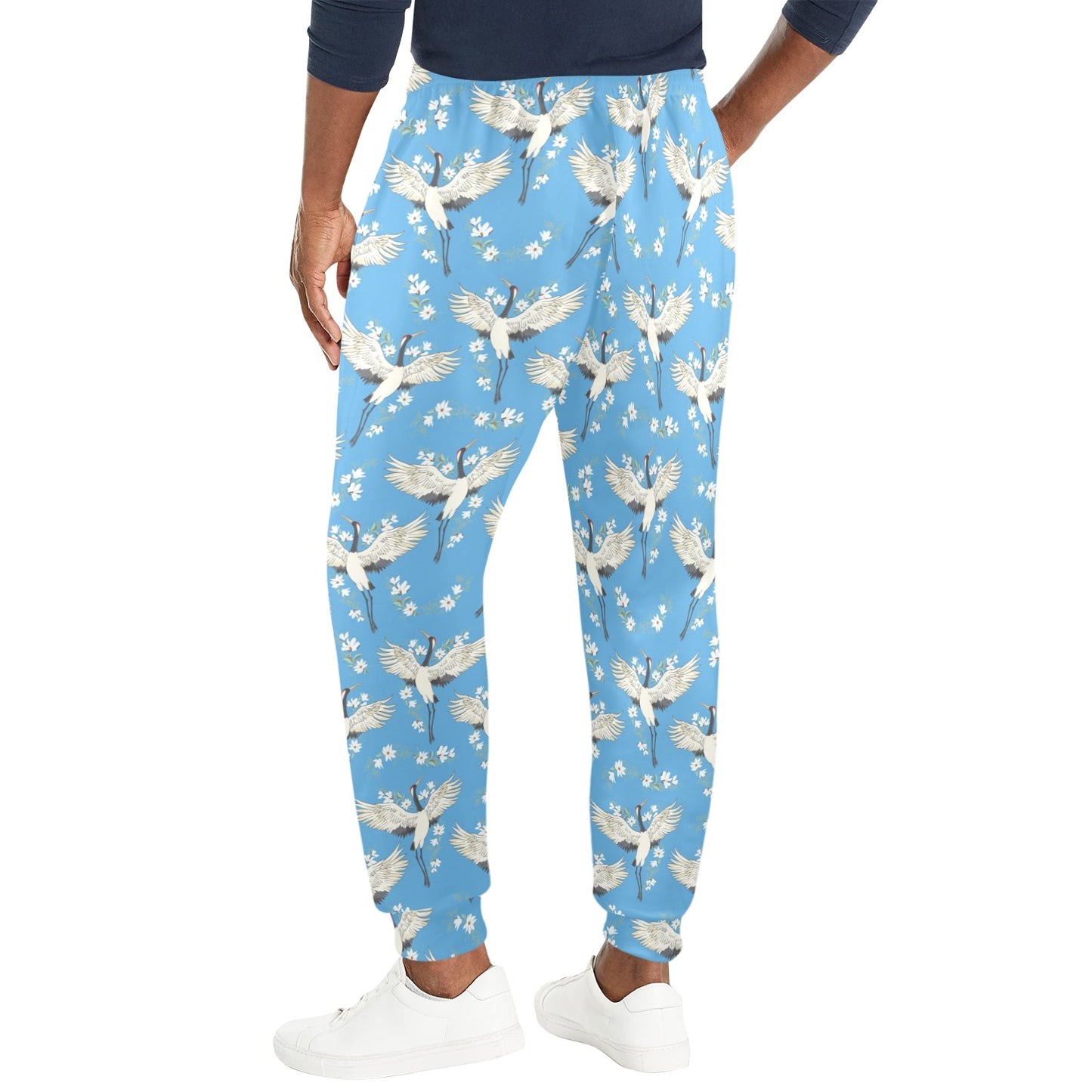 Crane Pattern Print Design 03 Men's Casual Track Pants