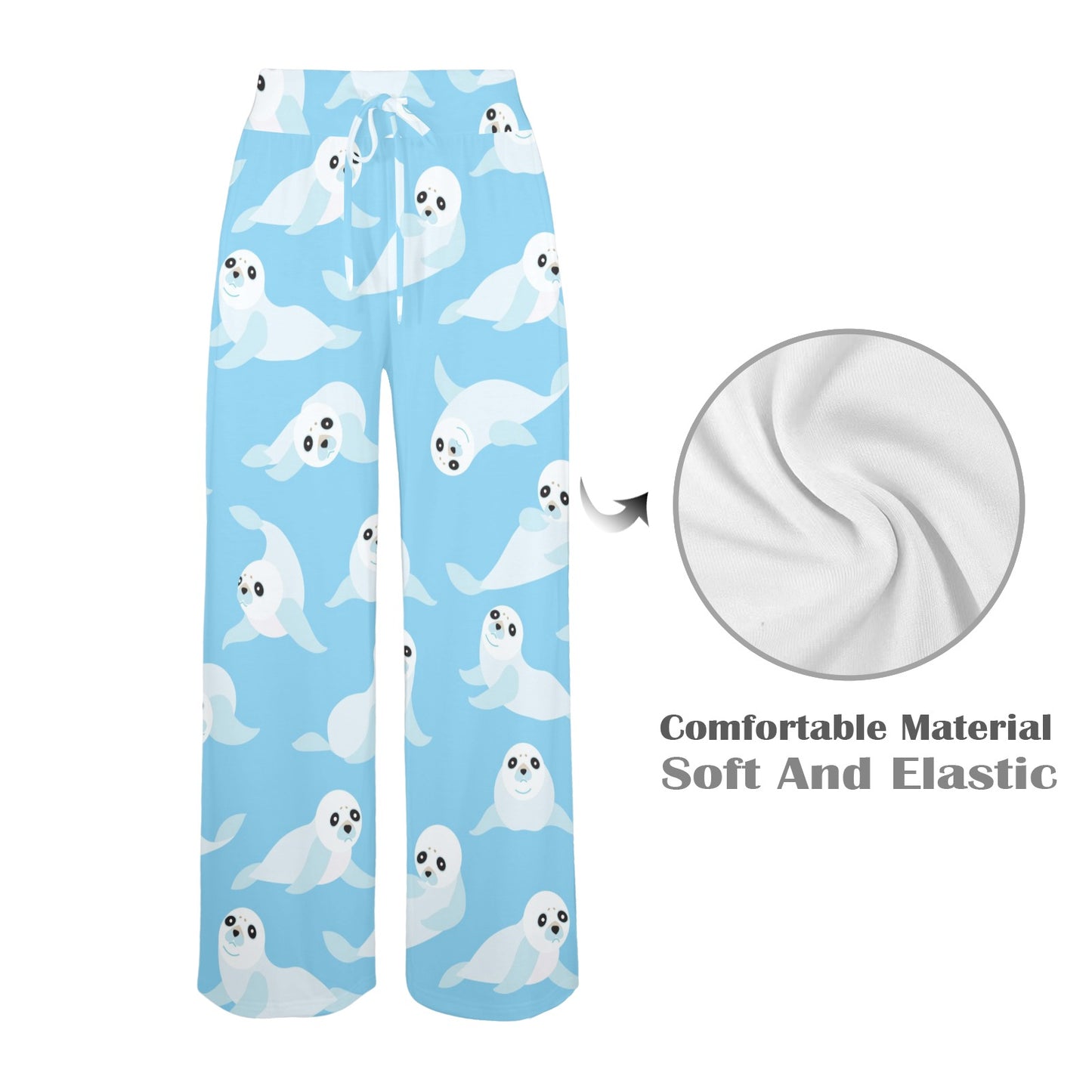 Sea Lion Cute Pattern Print Design 03 Women's Wide Leg Lounge Pants