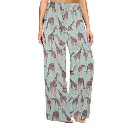 giraffe Design Print Pattern JJ0267 Women's Wide Leg Lounge Pants