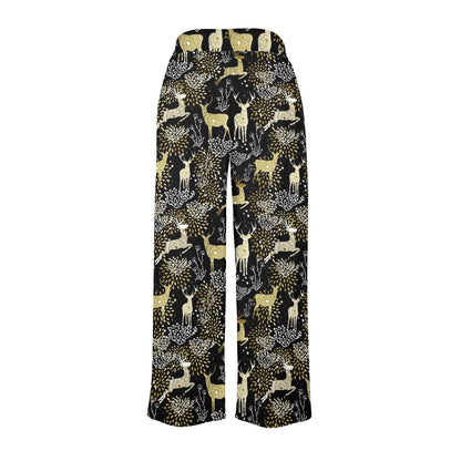 Deer Design Print Pattern JJ069 Women's Wide Leg Lounge Pants