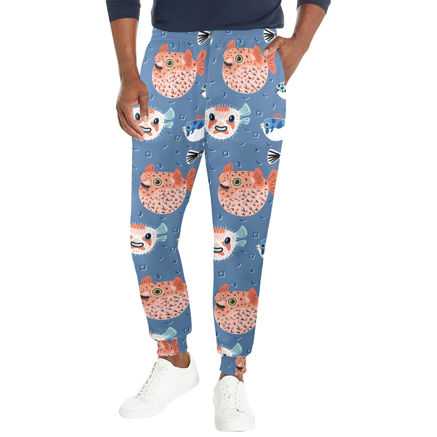 Fugu Pattern Print Design 02 Men's Casual Track Pants