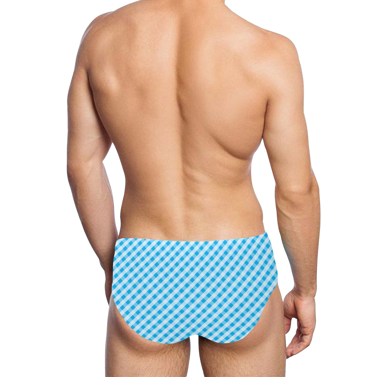 Gingham Print Design LKS401 Men's Swimming Briefs