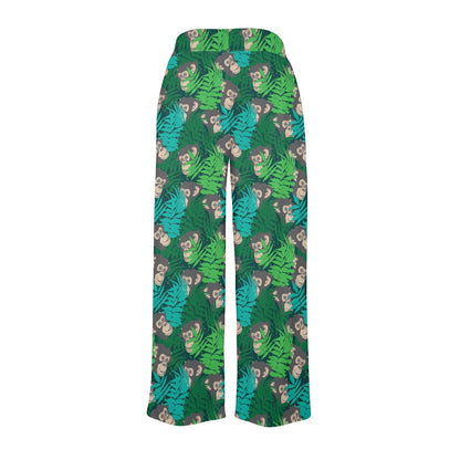 Chimpanzee Pattern Print Design 01 Women's Wide Leg Lounge Pants