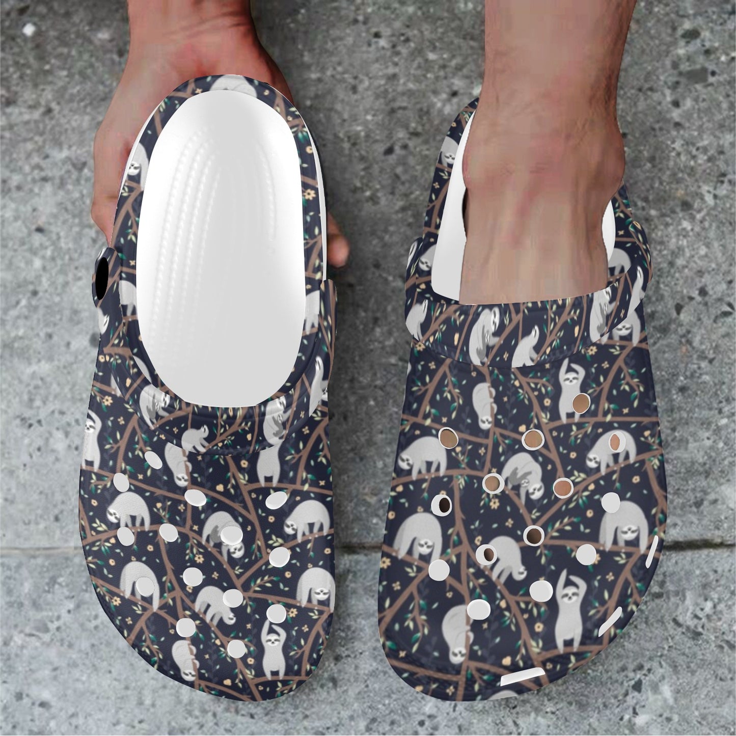 Sloth Happy Design Themed Print Unisex Clogs Shoes