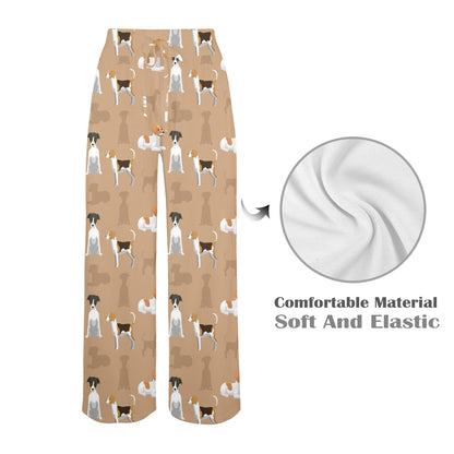English Foxhounds Design Print Pattern JJ0127 Women's Wide Leg Lounge Pants