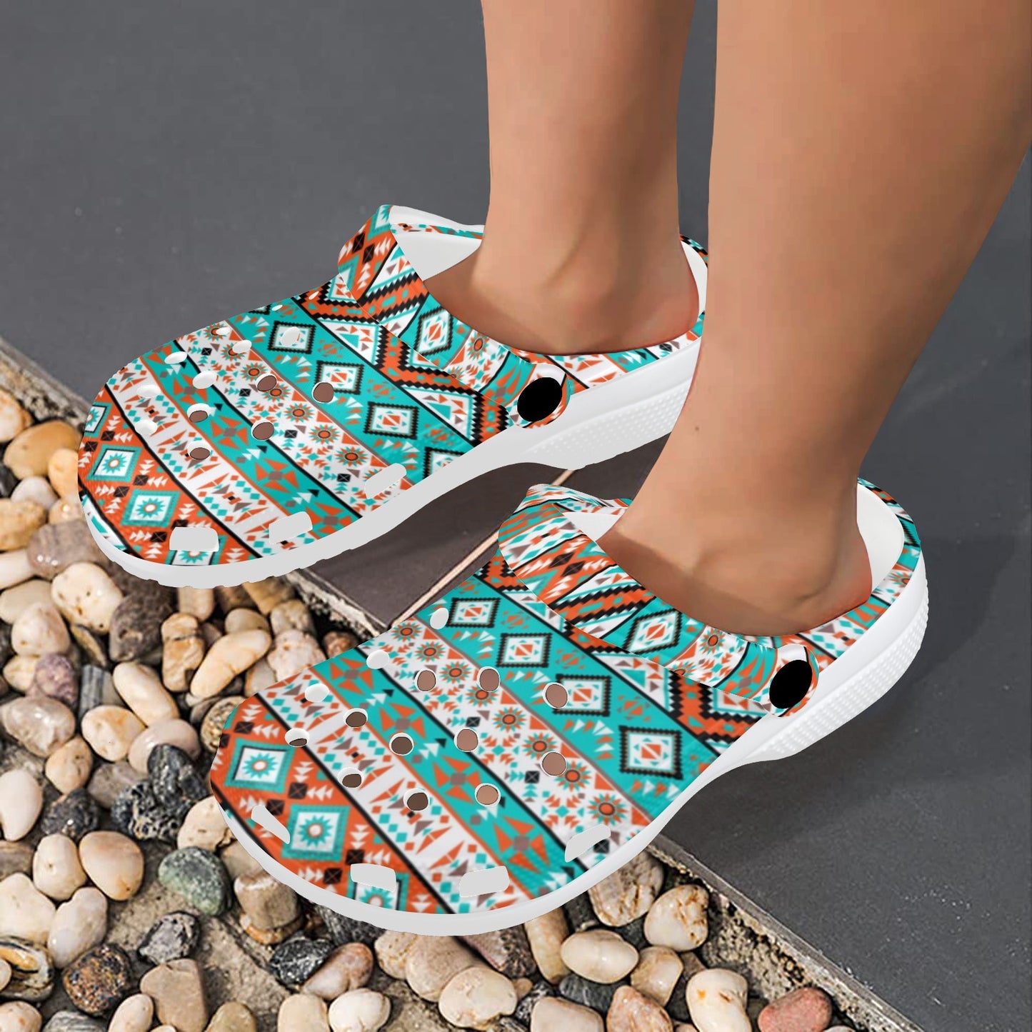 Navajo Style Print Pattern Unisex Clogs Shoes