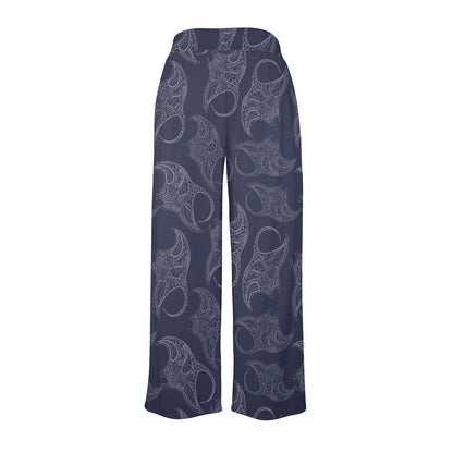 Manta Ray Pattern Print Design 01 Women's Wide Leg Lounge Pants