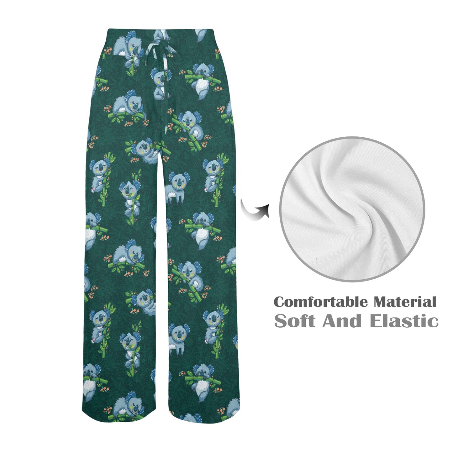 Koala Blue Design Print Women's Wide Leg Lounge Pants