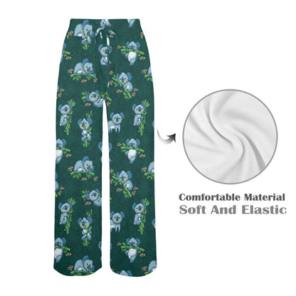 Koala Blue Design Print Women's Wide Leg Lounge Pants