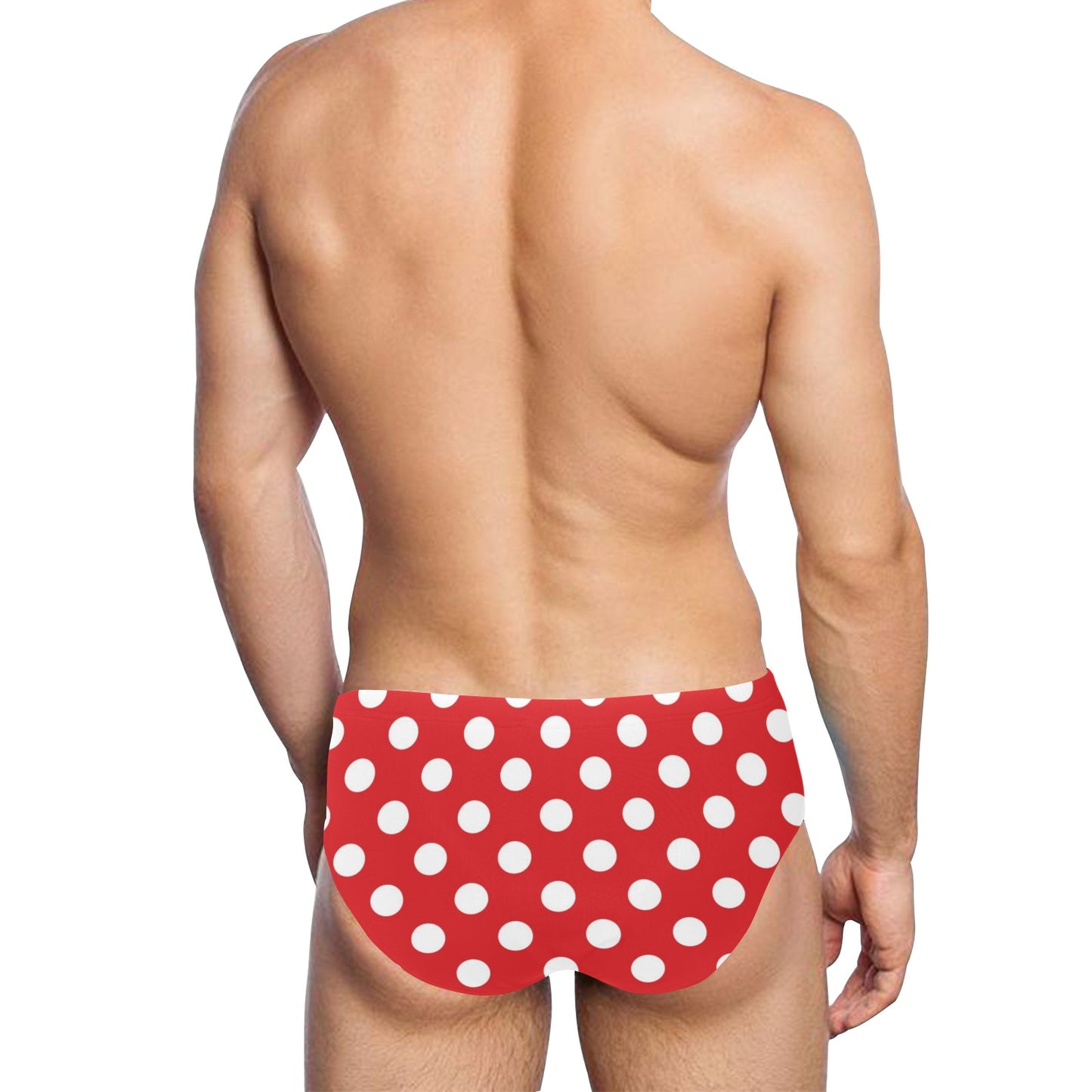 Polka Dot Red Pattern Print Design 04 Men's Swimming Briefs