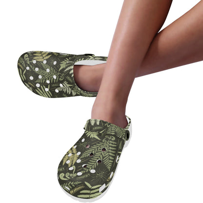 Fern Leave Green Print Pattern Unisex Clogs Shoes