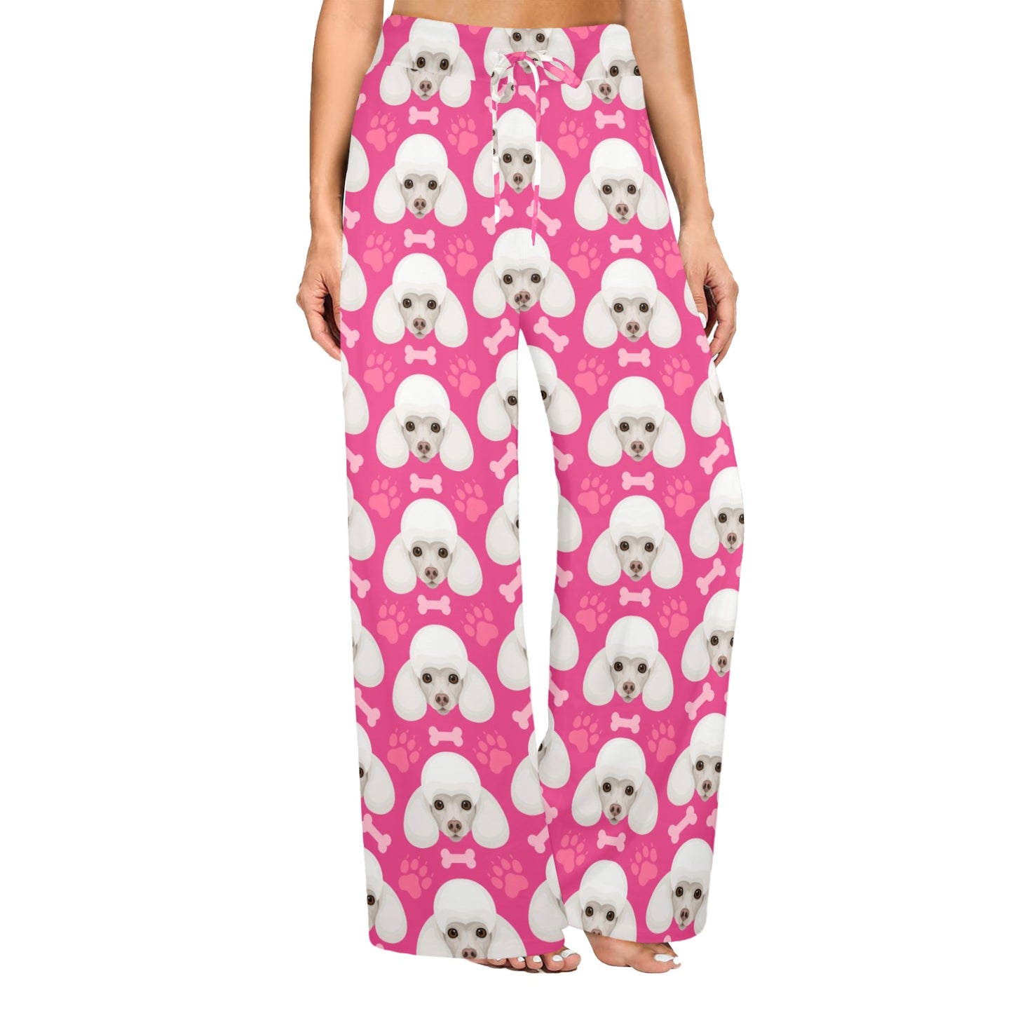 Poodle Pattern Print Design A04 Women's Wide Leg Lounge Pants