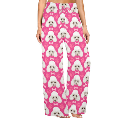 Poodle Pattern Print Design A04 Women's Wide Leg Lounge Pants