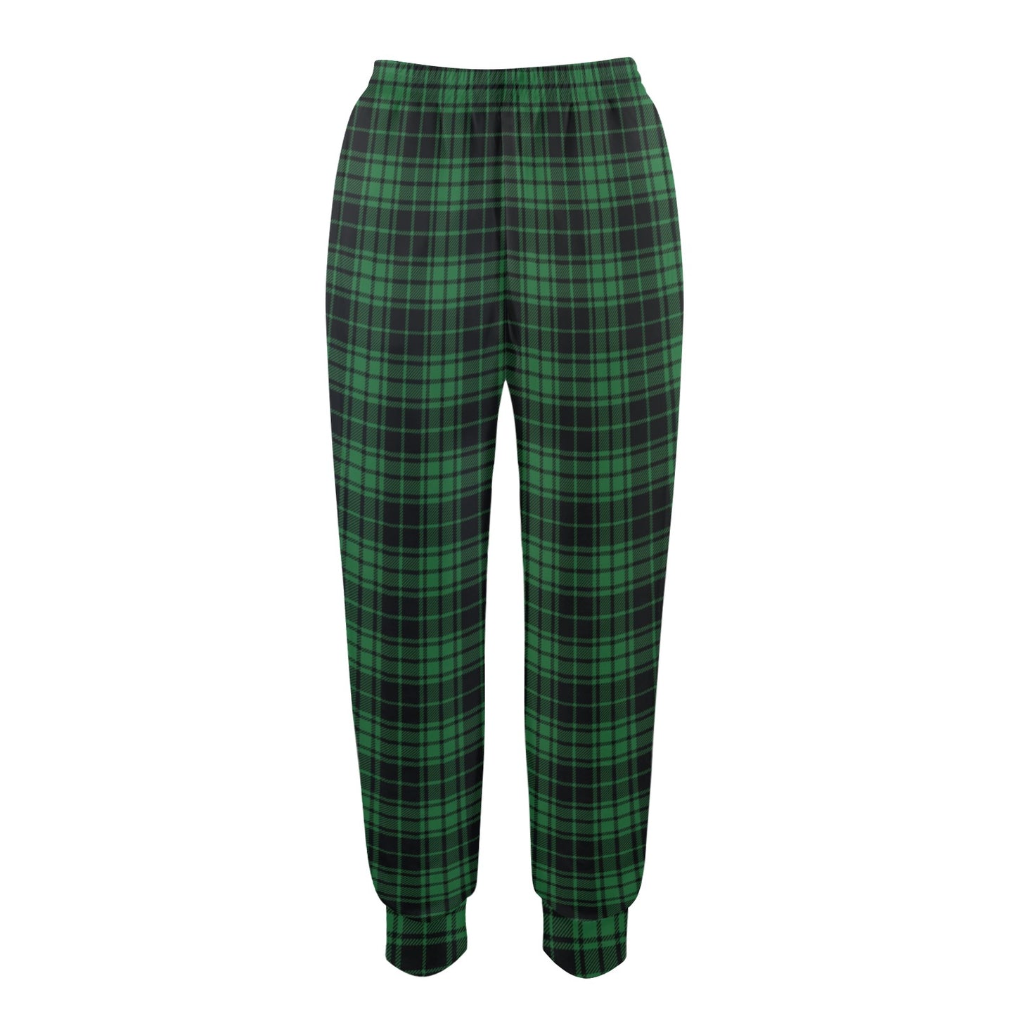 Green Tartan Plaid Pattern Women's Casual Track Pants