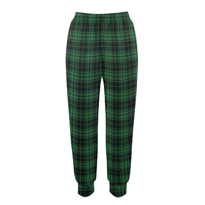 Green Tartan Plaid Pattern Women's Casual Track Pants