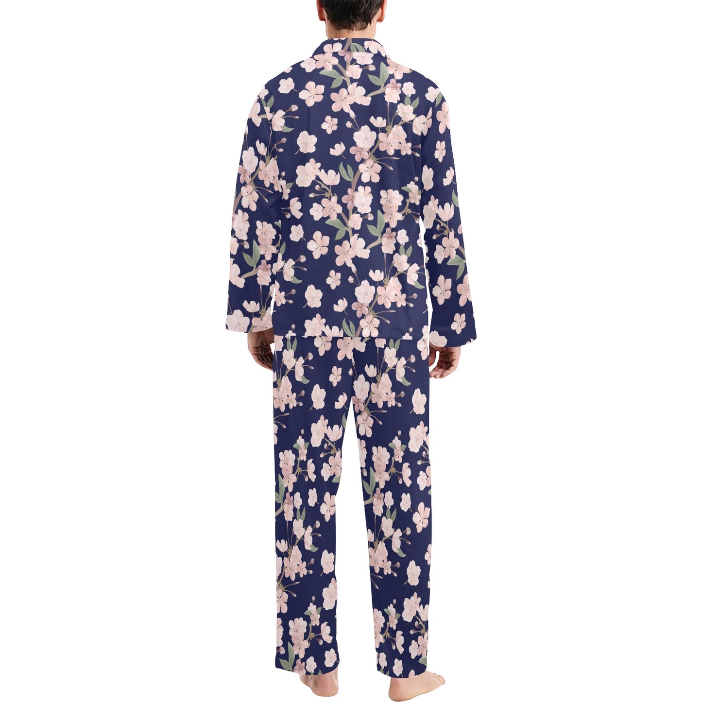 Sakura Print Design LKS301 Men's Long Pajama Set