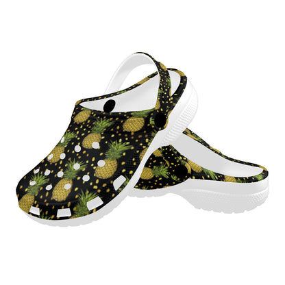 Pineapple Gold Dot Themed Print Unisex Clogs Shoes