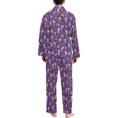 Skeleton Halloween Dance Print Design LKS304 Men's Long Pajama Set