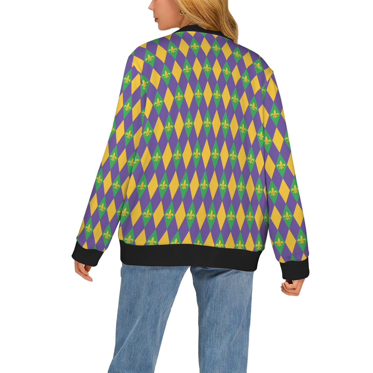 Mardi Gras Pattern Print Design 05 Women's Cardigan