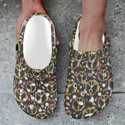 Peace Sign flowers Design Print Unisex Clogs Shoes