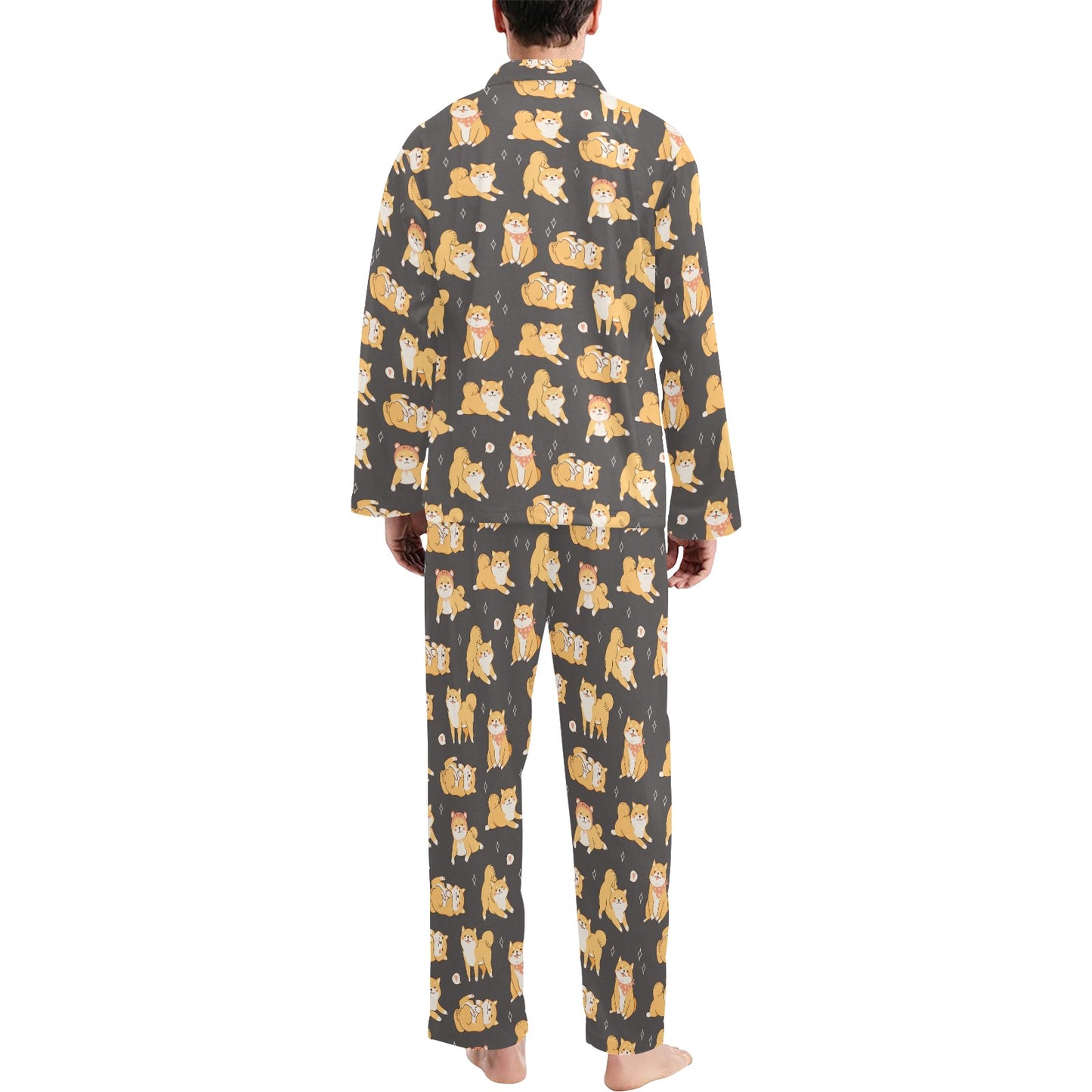 Shiba Inu Print Design LKS309 Men's Long Pajama Set
