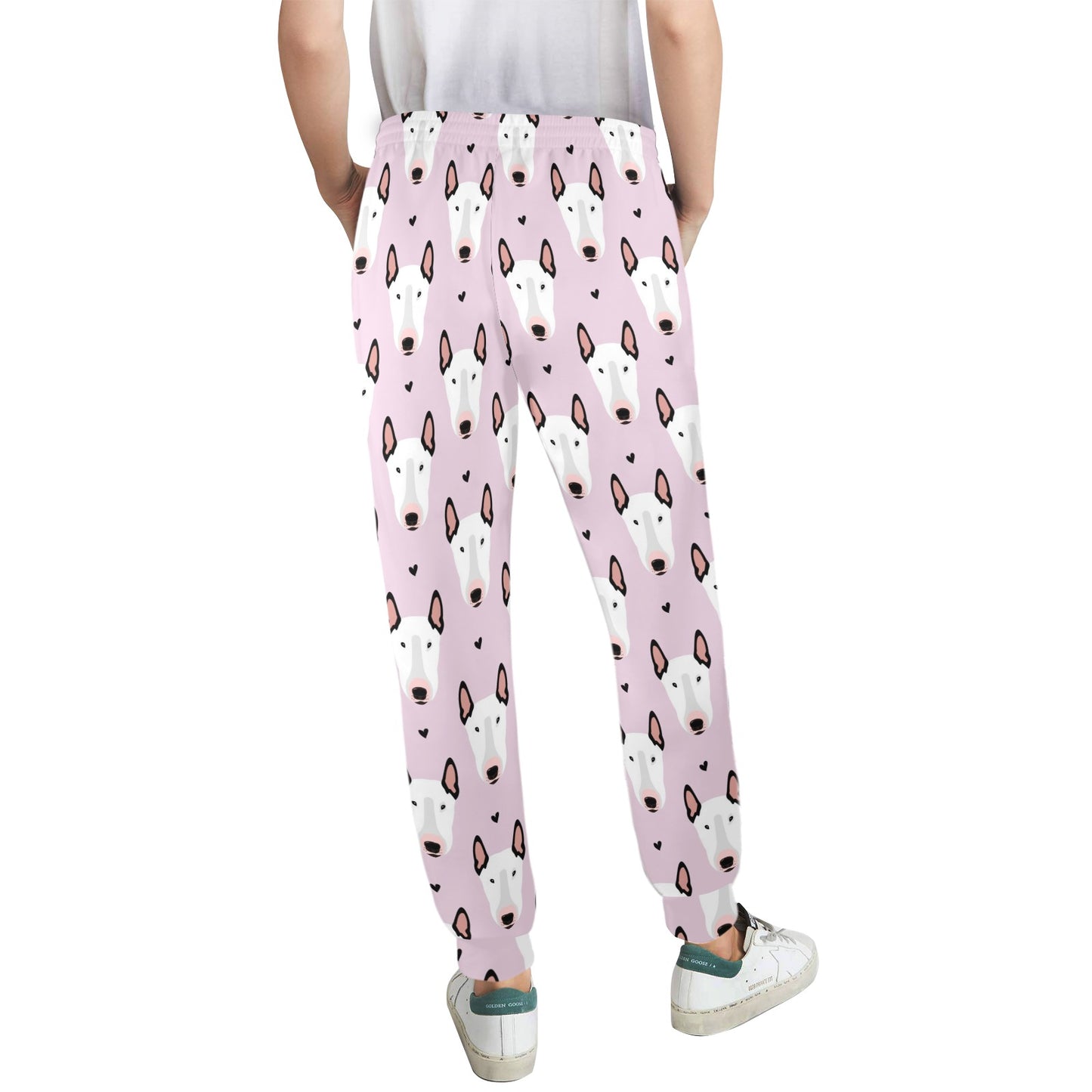 Bull Terrier Pink Print Pattern Women's Casual Track Pants