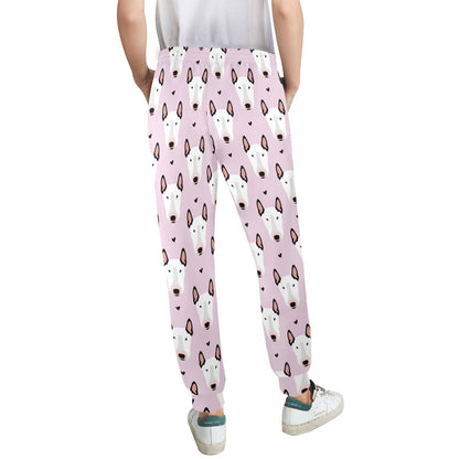 Bull Terrier Pink Print Pattern Women's Casual Track Pants