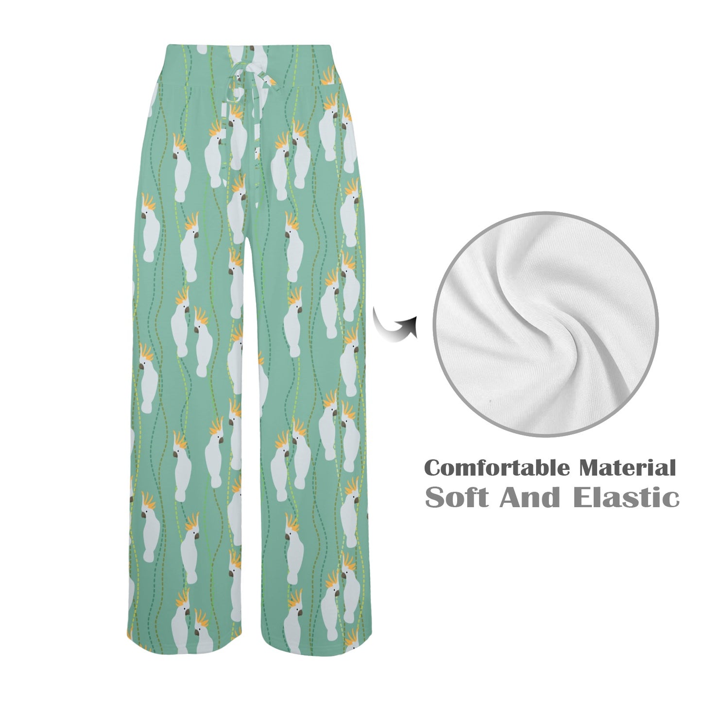 Cockatoo Pattern Print Design 01 Women's Wide Leg Lounge Pants