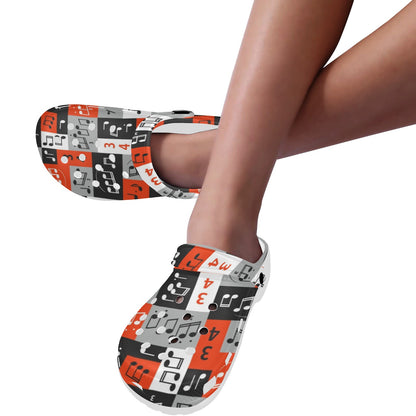Music Note Design Themed Print Unisex Clogs Shoes