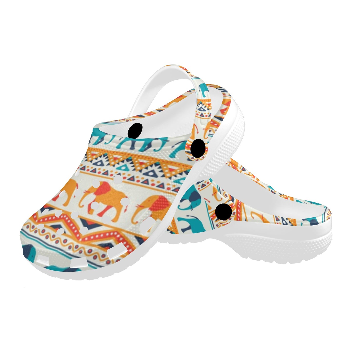 Elephant Aztec Ethnic Print Pattern Unisex Clogs Shoes