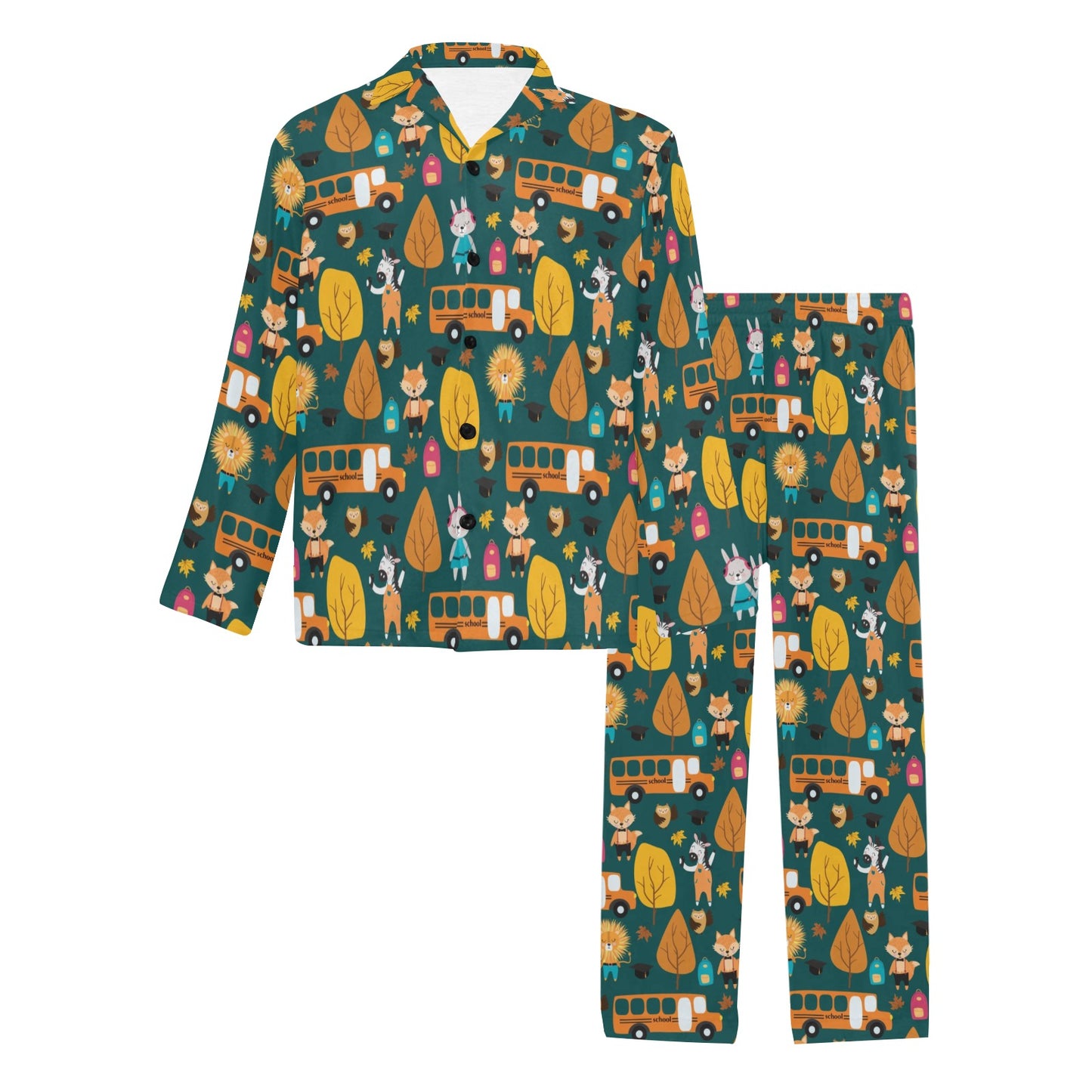 School Bus Print Design LKS309 Men's Long Pajama Set