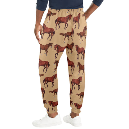 Brown Horse Print Pattern Men's Casual Track Pants