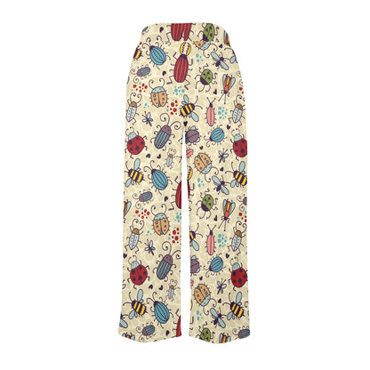 insects Design Print Pattern JJ0351 Women's Wide Leg Lounge Pants