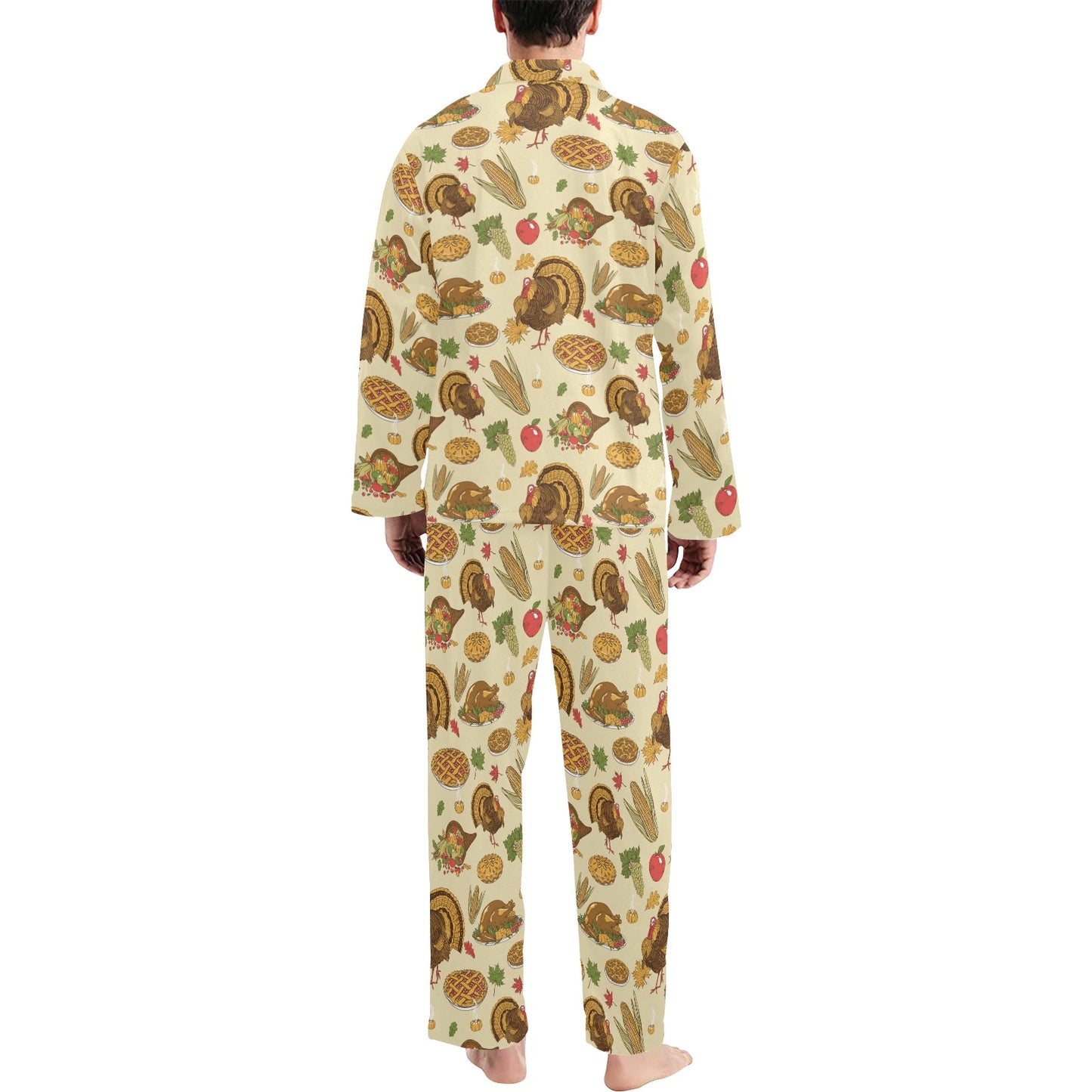 Thanksgiving Print Design LKS302 Men's Long Pajama Set