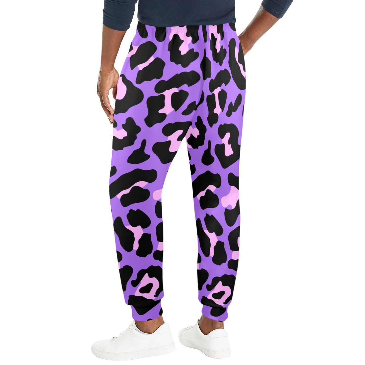 Cheetah Purple Neon Print Pattern Men's Casual Track Pants