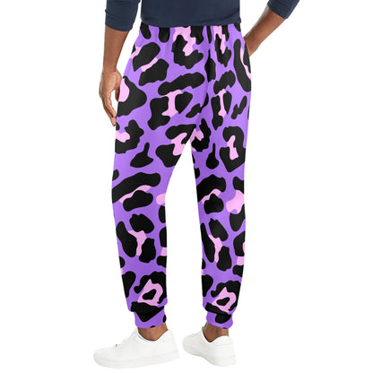 Cheetah Purple Neon Print Pattern Men's Casual Track Pants