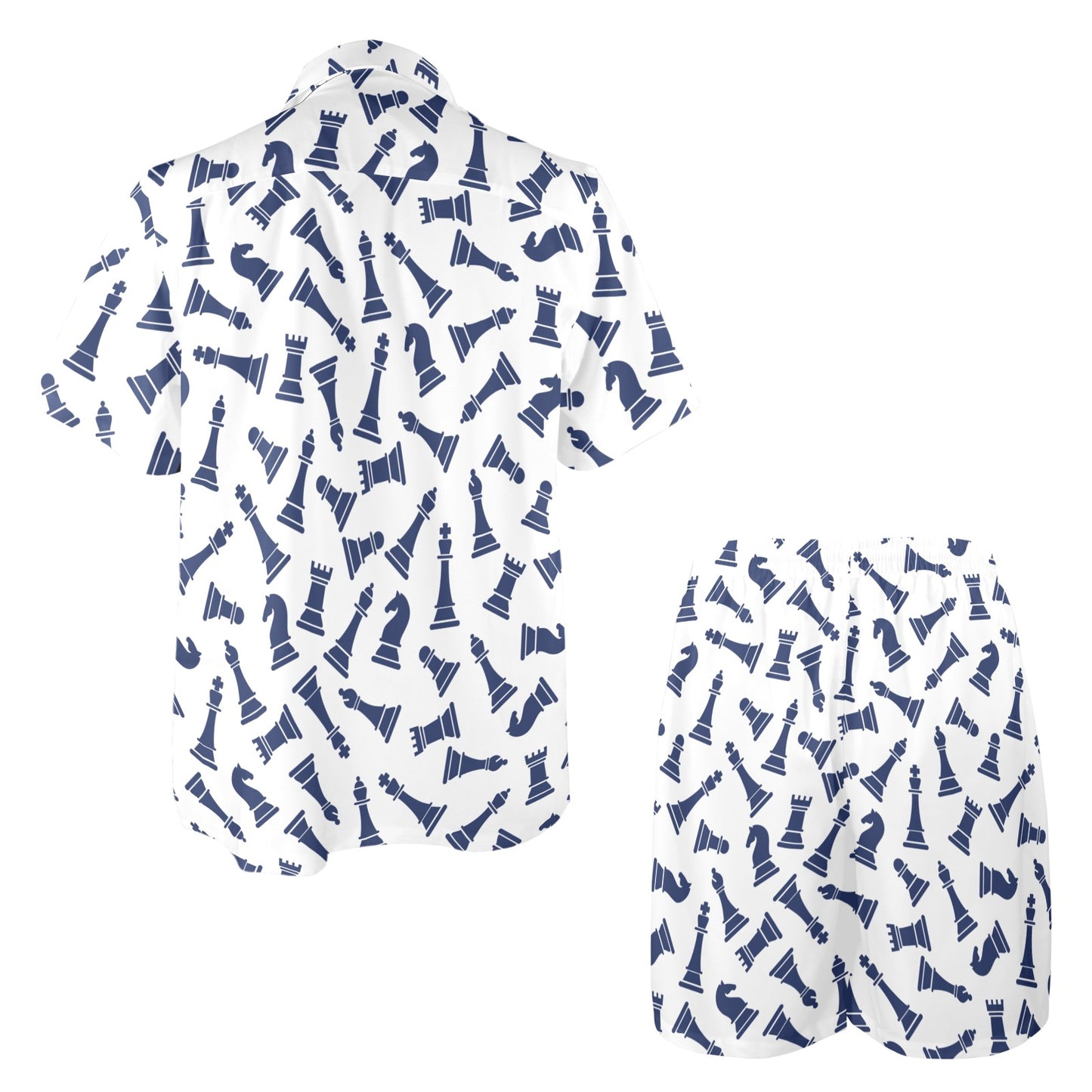 Chess Pattern Print Design 03 Men's Beach Shirt and Shorts Set