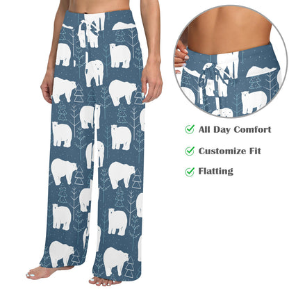 Polar Bear Pattern Print Design A01 Women's Wide Leg Lounge Pants