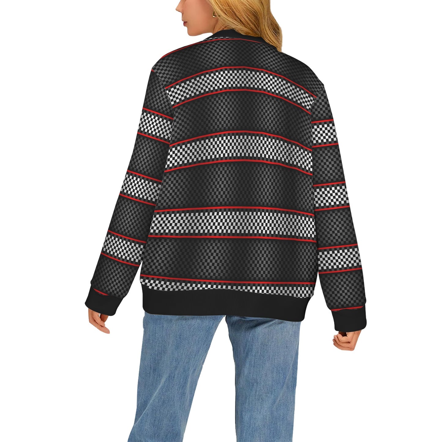 Checkered Flag Red Line Style Women's Cardigan