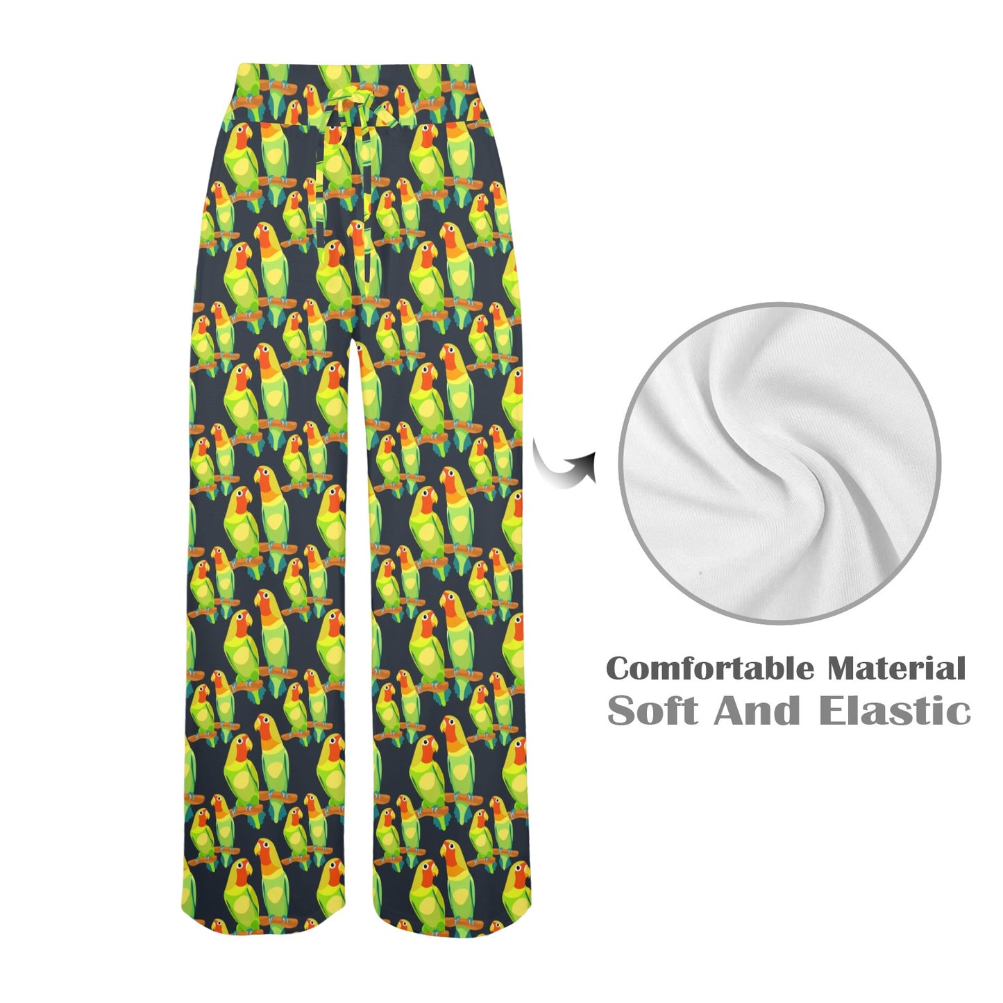 Lovebird Pattern Print Design 01 Women's Wide Leg Lounge Pants