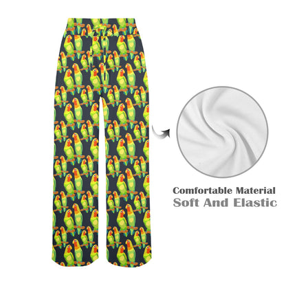 Lovebird Pattern Print Design 01 Women's Wide Leg Lounge Pants