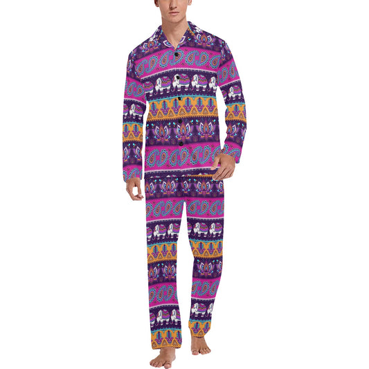 Boho Indian Style Pattern Men's Long Pajama Set
