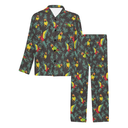 Parrot Themed Print Men's Long Pajama Set