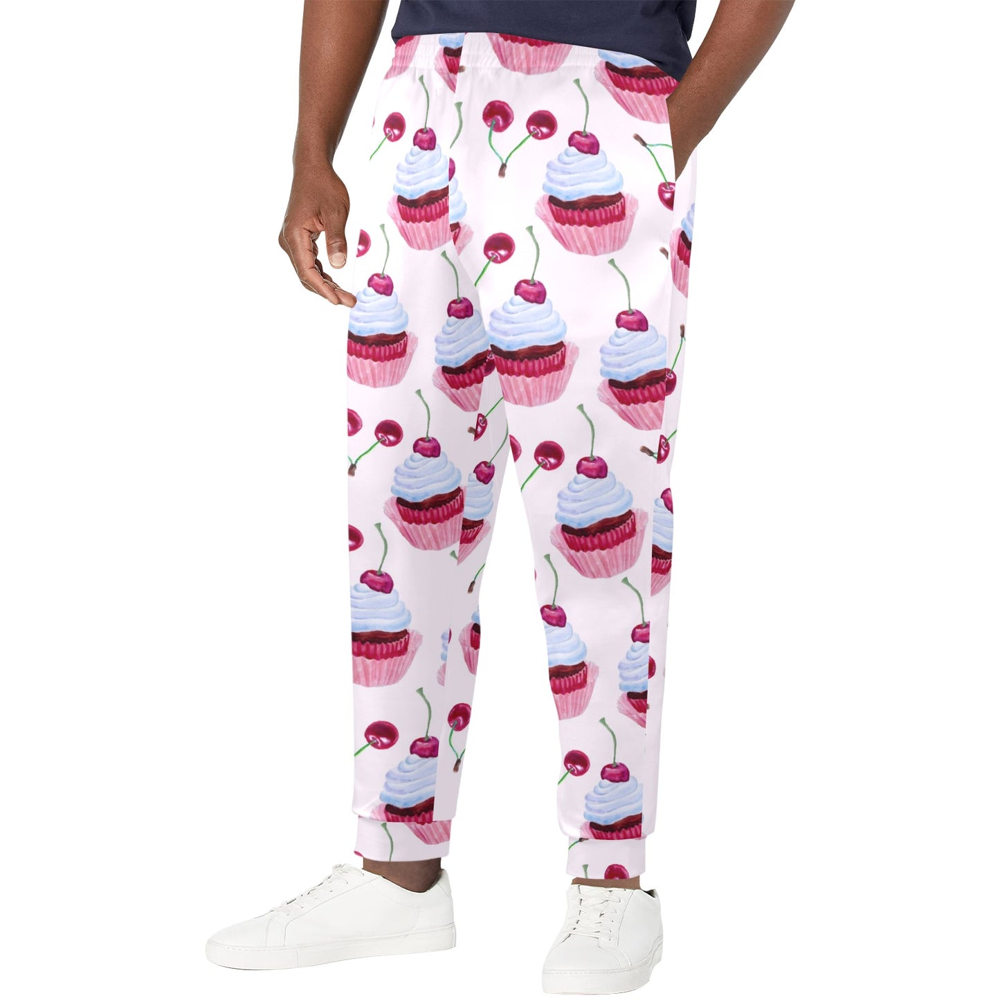 Cherry Cupcake Pink Pattern Men's Casual Track Pants