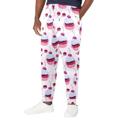 Cherry Cupcake Pink Pattern Men's Casual Track Pants