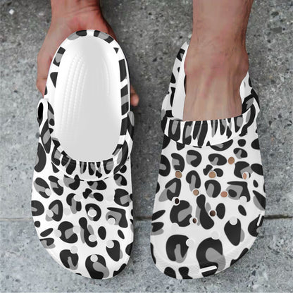Snow Leopard Skin Print Unisex Clogs Shoes