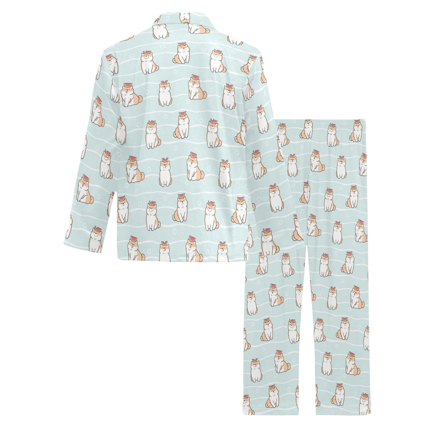 Shiba Inu Print Design LKS3011 Men's Long Pajama Set
