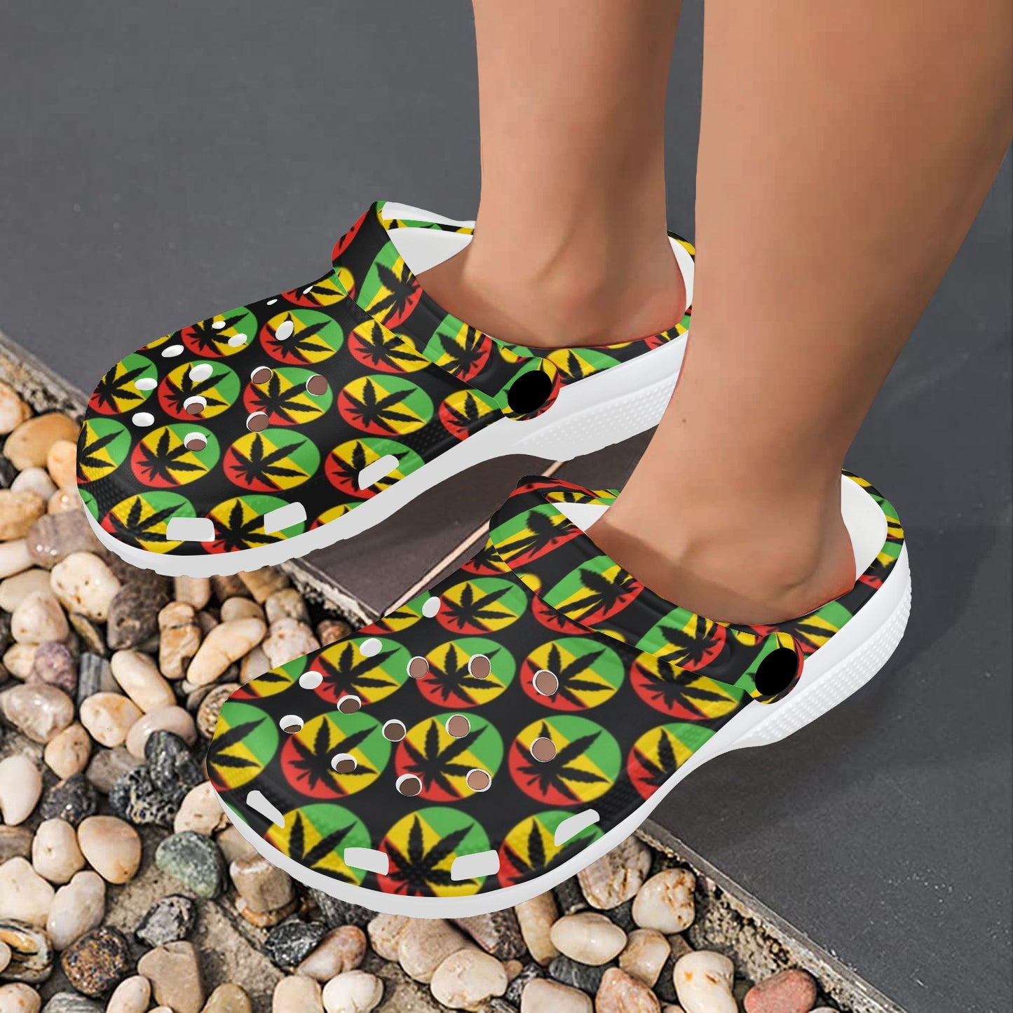 Rasta Reggae Color Design Unisex Clogs Shoes