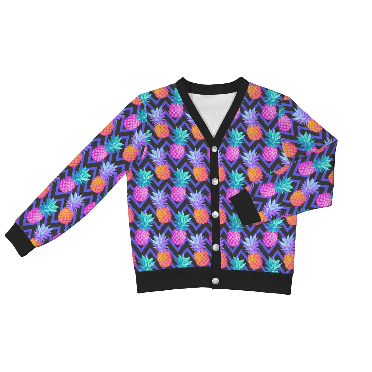 Pineapple Color Art Pattern Women's Cardigan